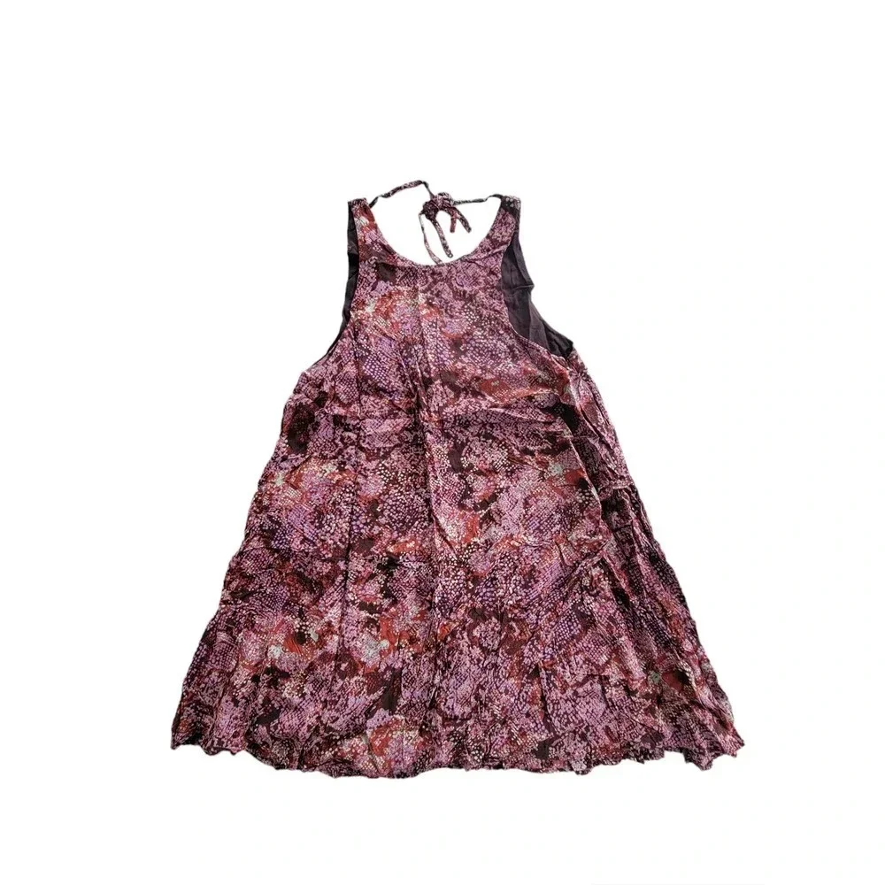 Silence + Noise Purple Snake Print Wrap Mini Halter Tank Swing Dress‎ Size M